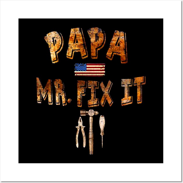 Mens Mr. Fix It Father's Day Funny Dad Papa Wall Art by Drich Store